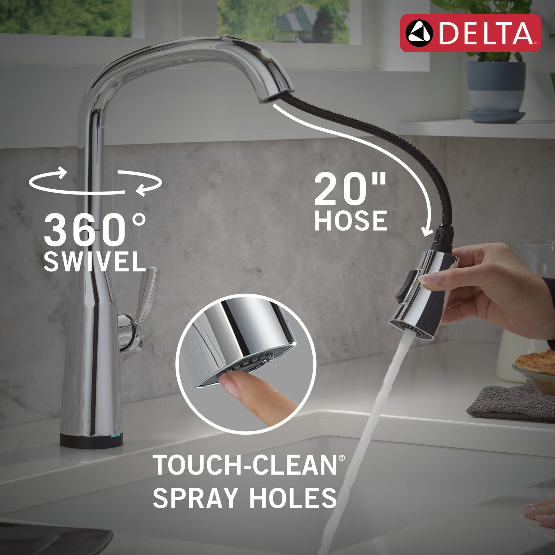 VoiceIQ® Single Handle Pull-Down Faucet with Touch<sub>2</sub>O® Technology, image 3