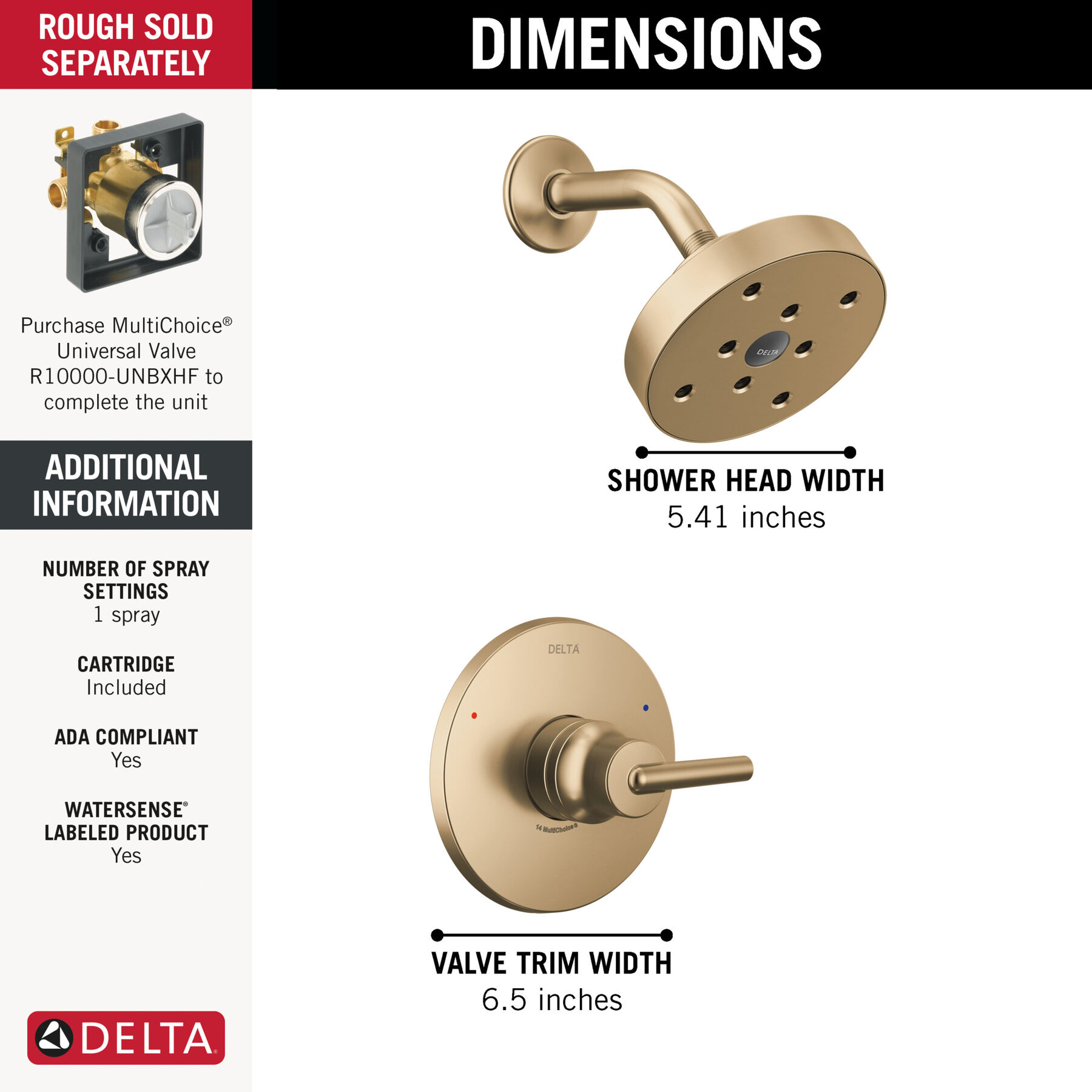 Widespread Lavatory Faucet with Shower Trim Bundle - 14 Series, image 3