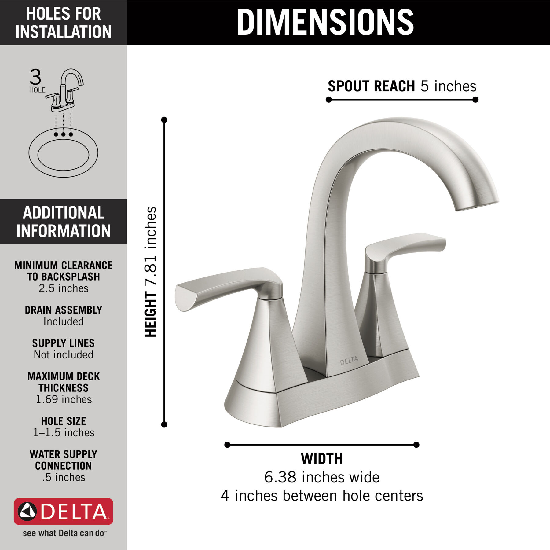Llave para baño de combinación con dos manijas (producto recertificado), imagen 1