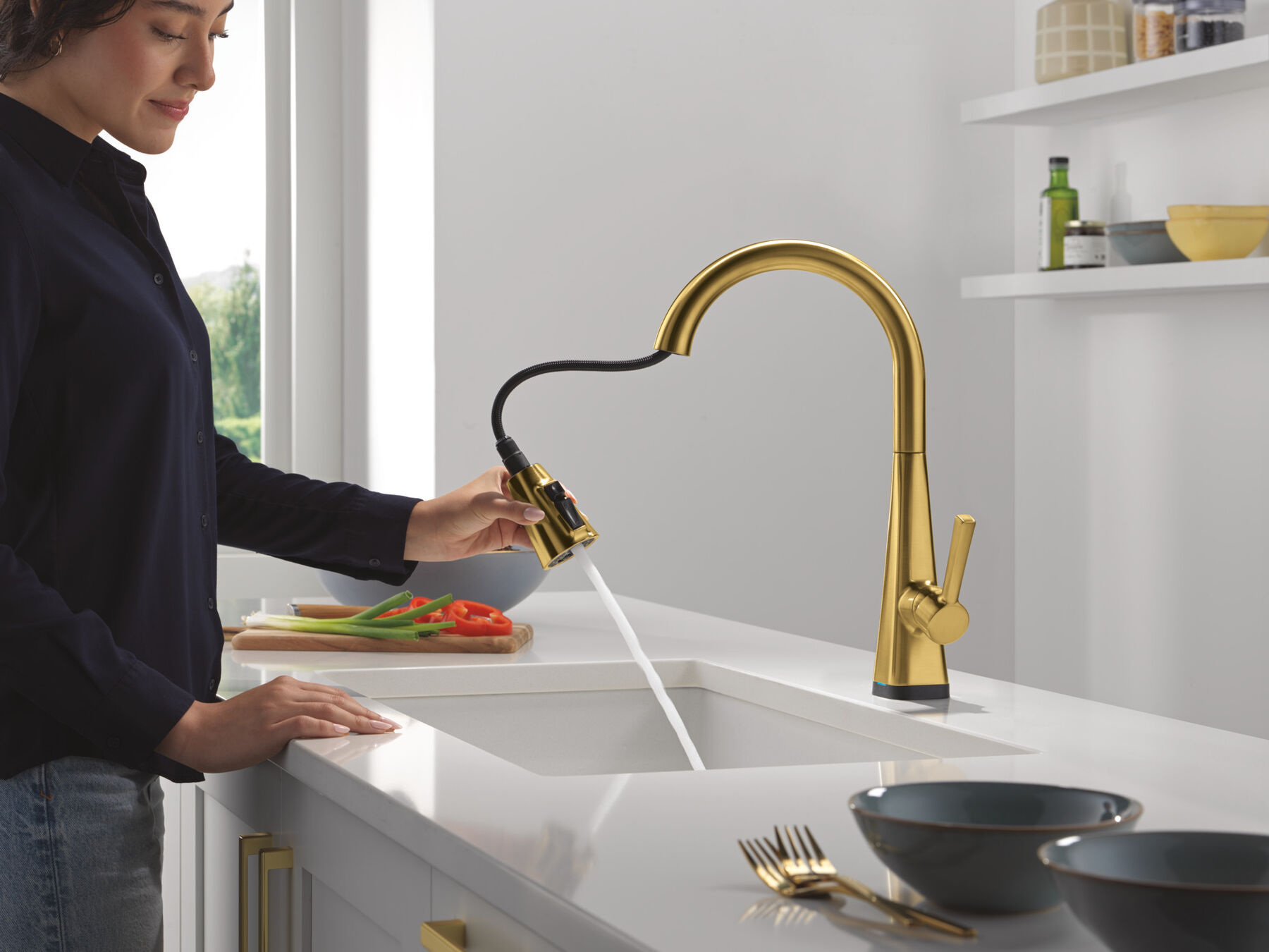 Touch2O Pull-Down Kitchen Faucet with Soap Dispenser Bundle, image 4