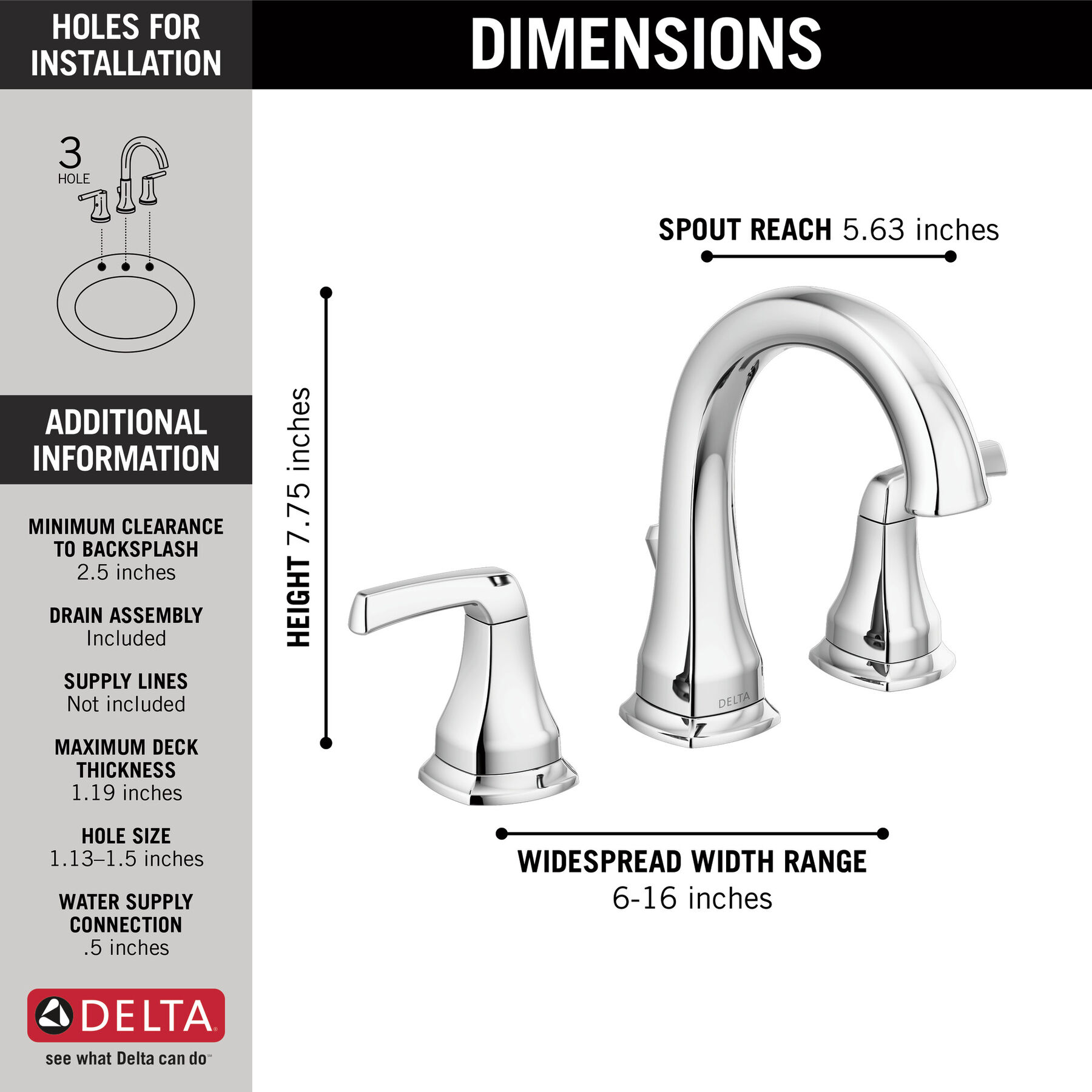 Llave para baño de extensión con dos manijas, imagen 1