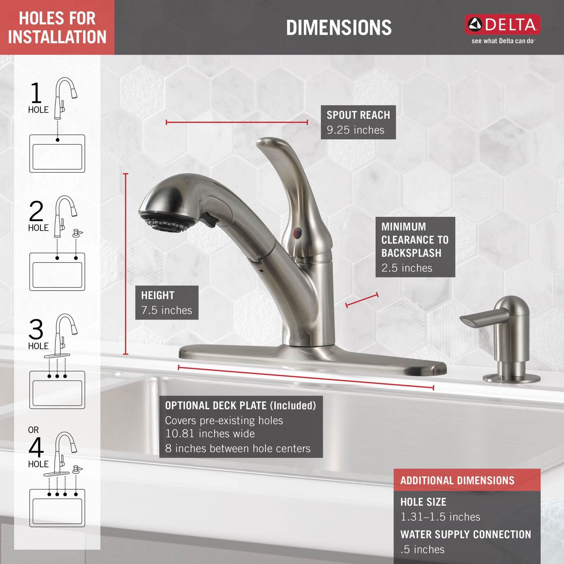 Llave para cocina retráctil de una manija con dispensador de jabón (producto recertificado), imagen 1