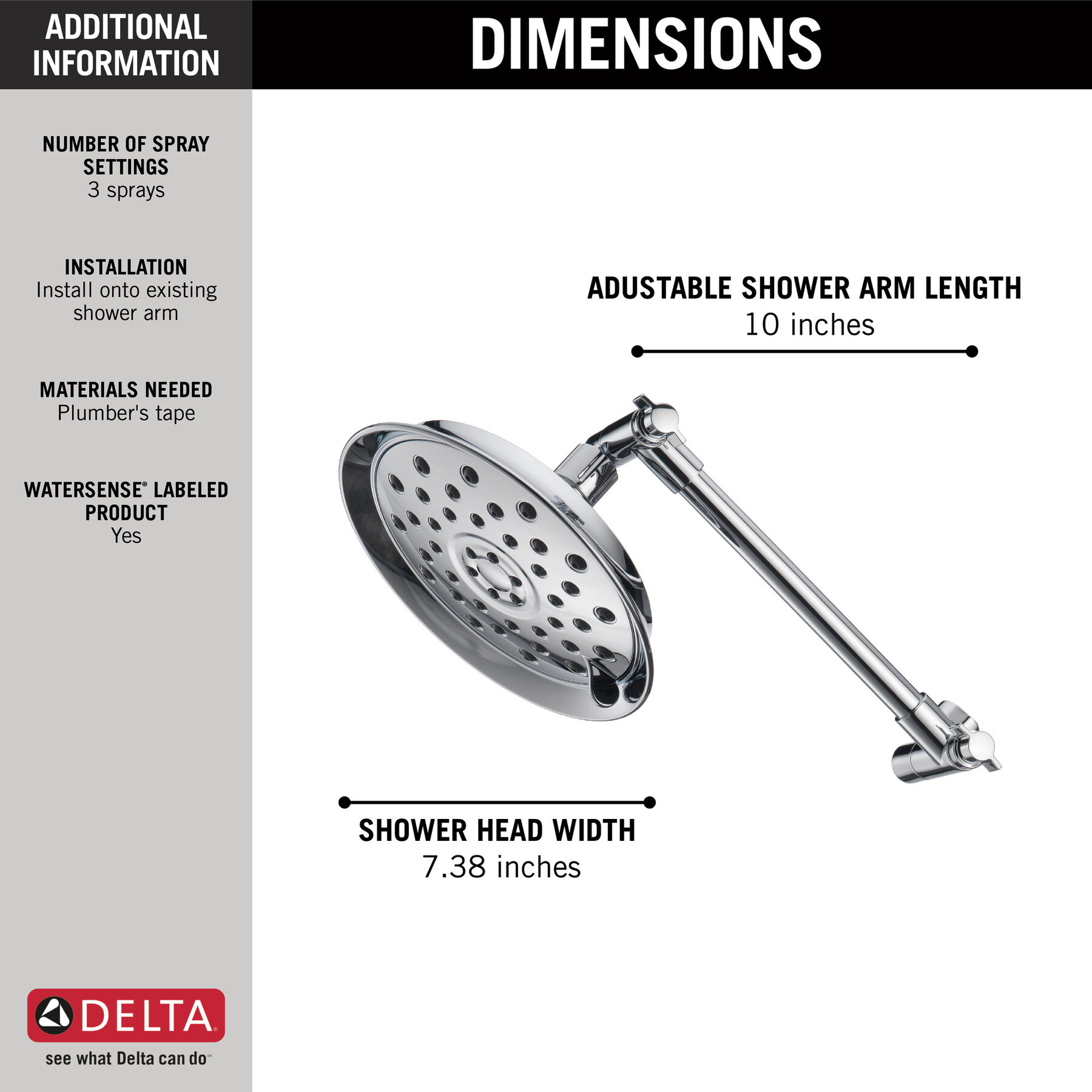 Regadera tipo campana con extensor de brazo ajustable, imagen 7