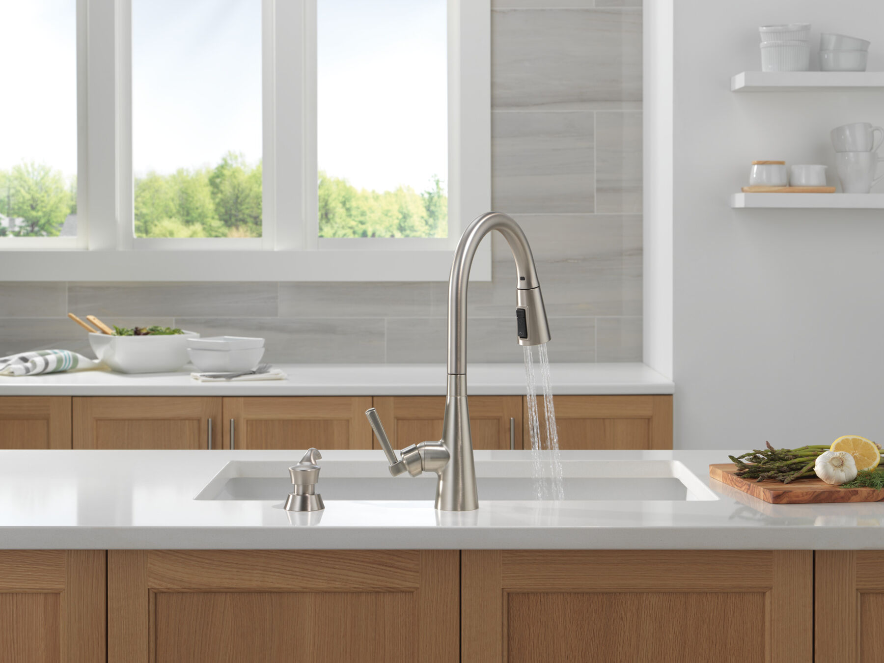 Llave para cocina monomando extensible con dispensador de jabón y tecnología ShieldSpray, imagen 9