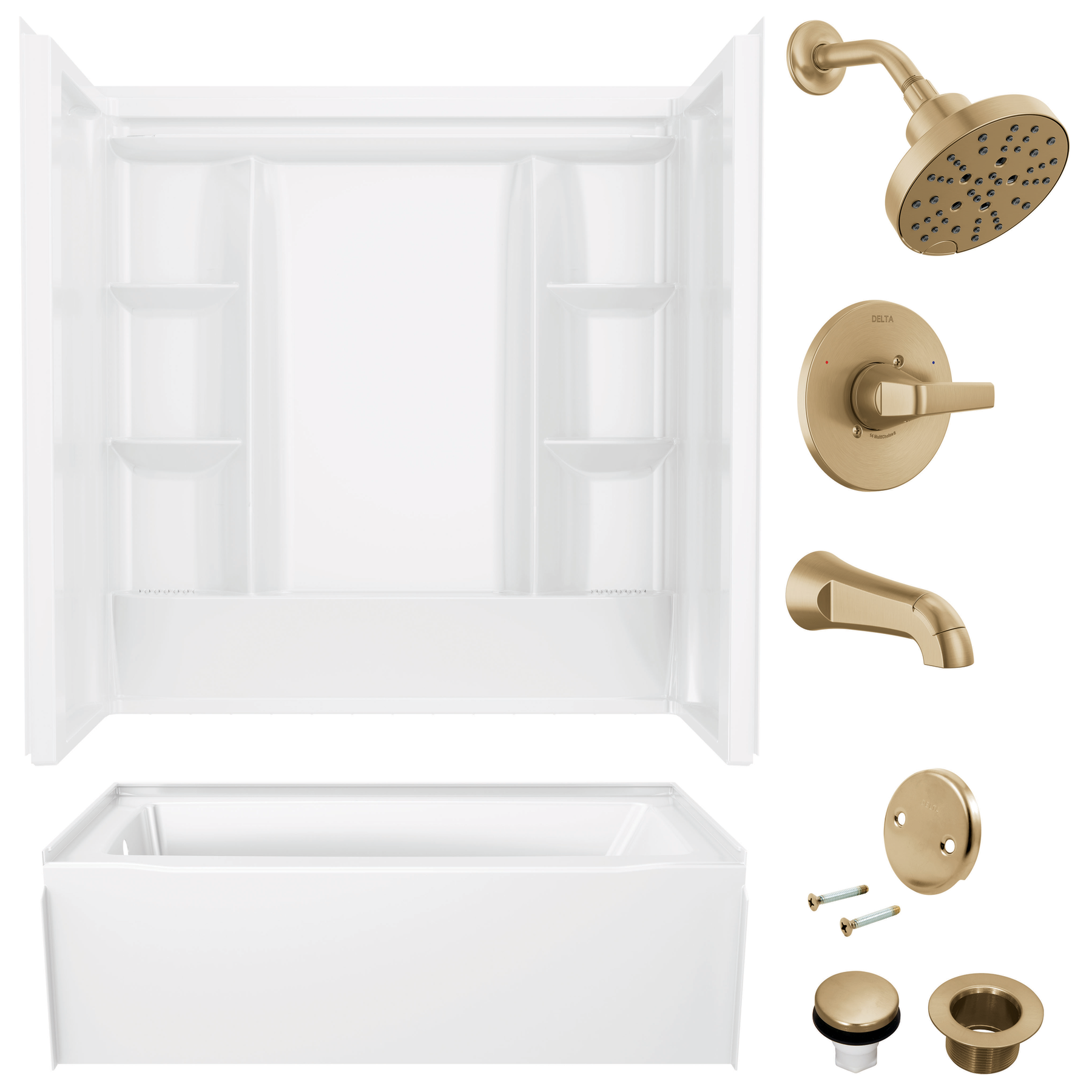 60x32 Alcove Bathtub Bundle with Trim, Drain and Overflow - Left Drain