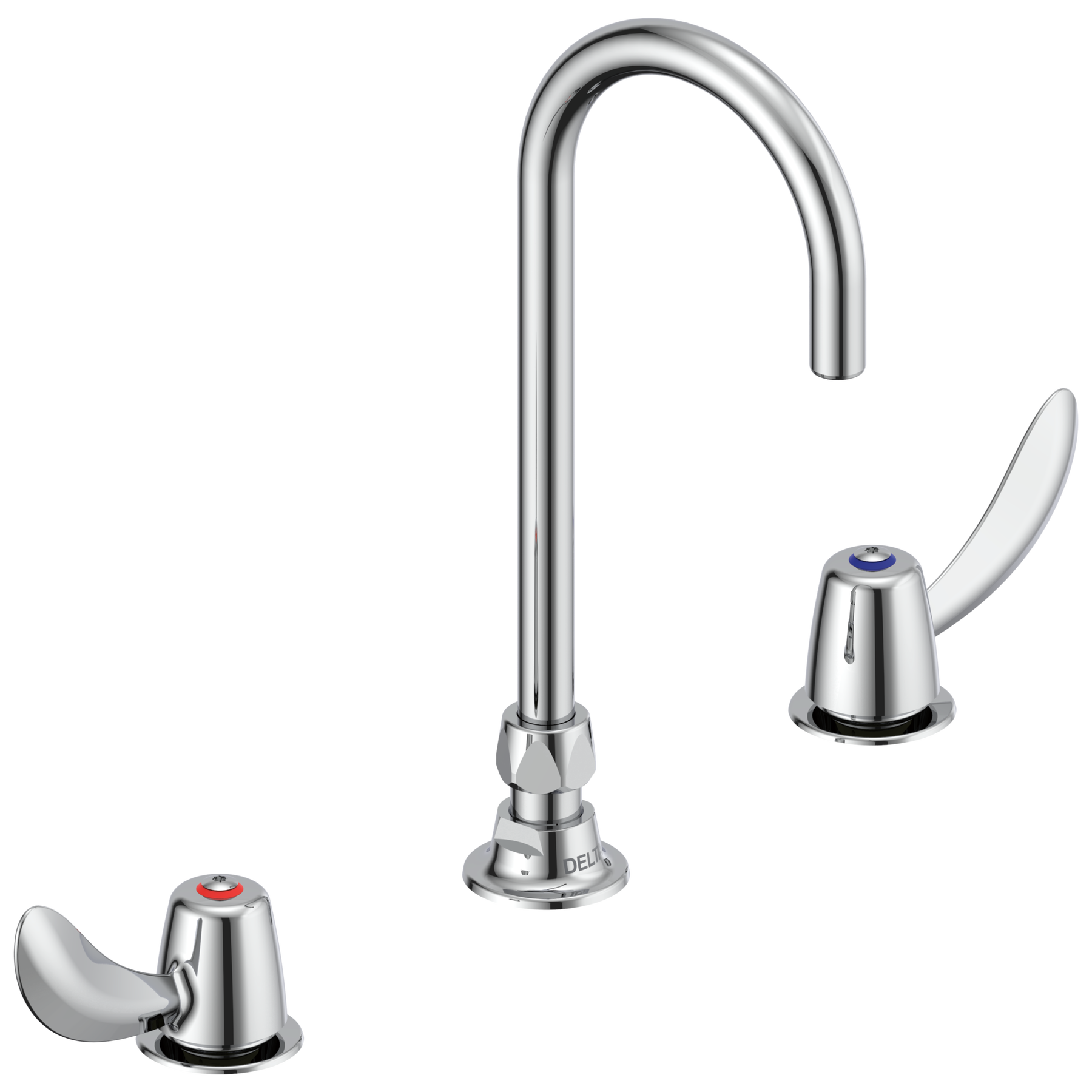 Two Handle Widespread Lavatory Faucet with Gooseneck Spout - Less Pop-Up
