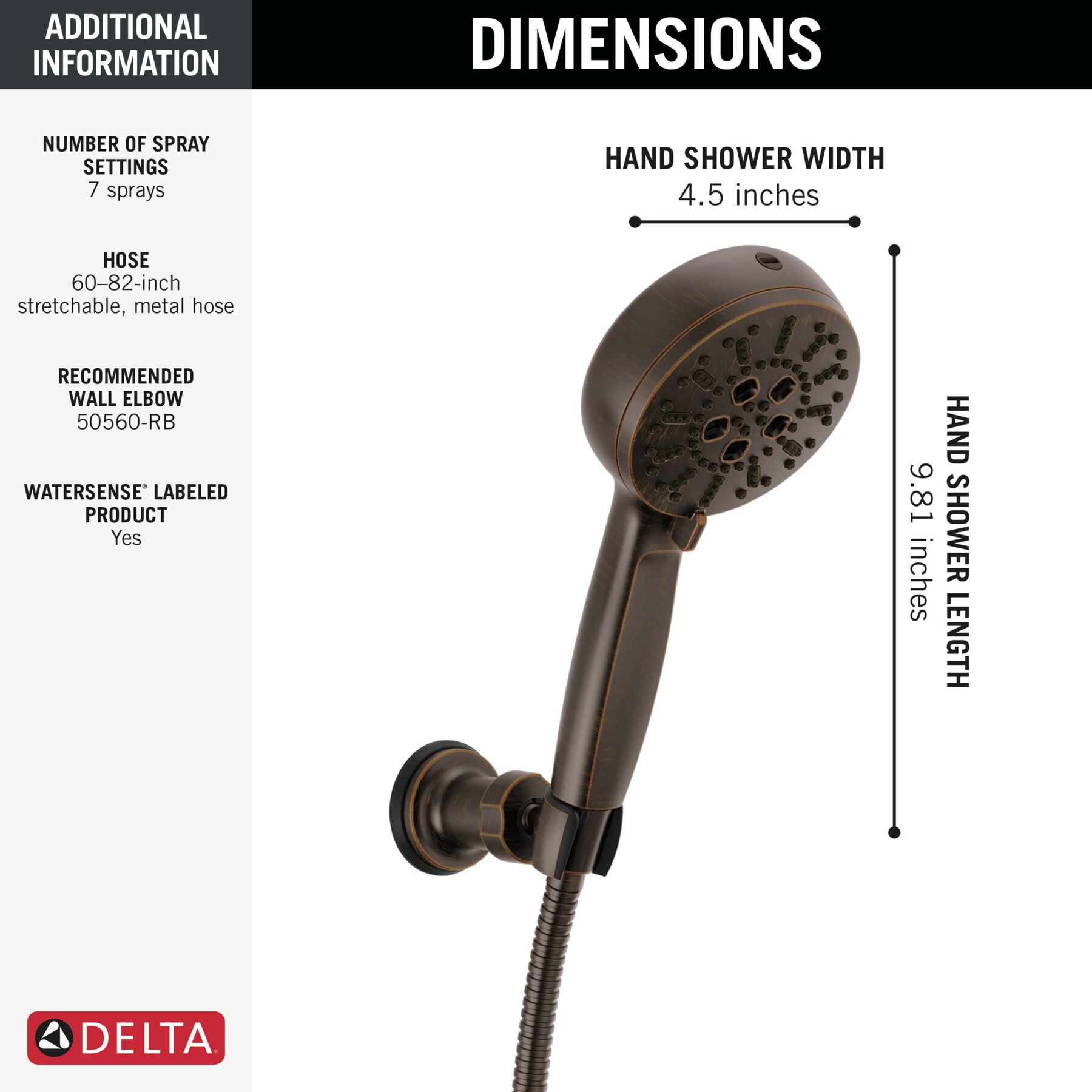 7-Setting Wall Mount Hand Shower with Cleaning Spray, image 12