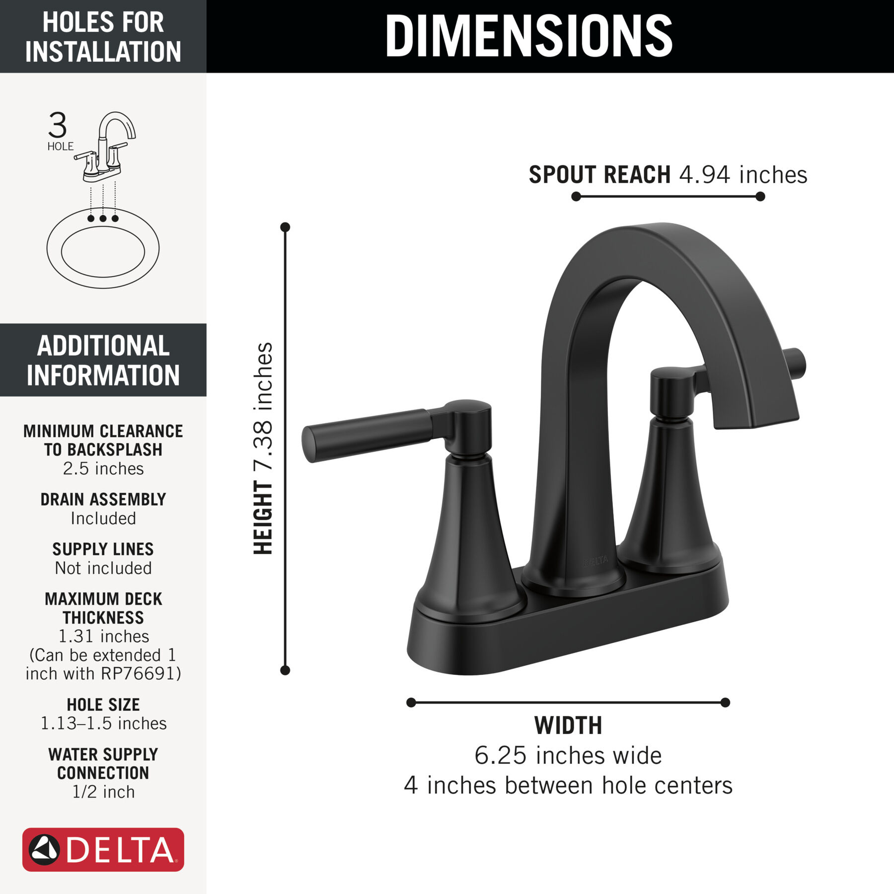 Llave para baño de combinación con dos manijas, imagen 1