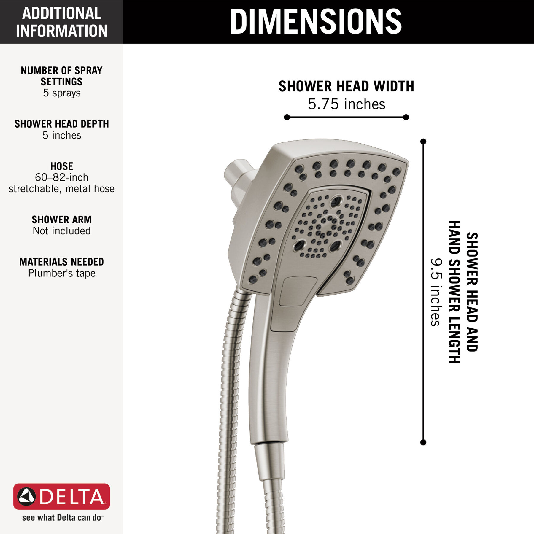 H<sub>2</sub>Okinetic® In2ition® 5-Setting Two-in-One Shower (Recertified), image 11