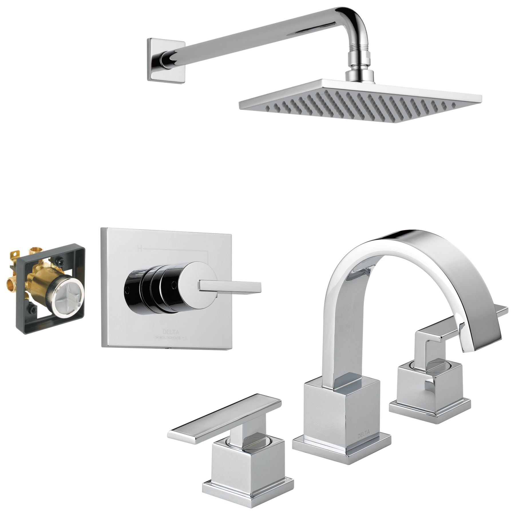Widespread Lavatory Faucet with Shower Trim and Rough Bundle - 14 Series