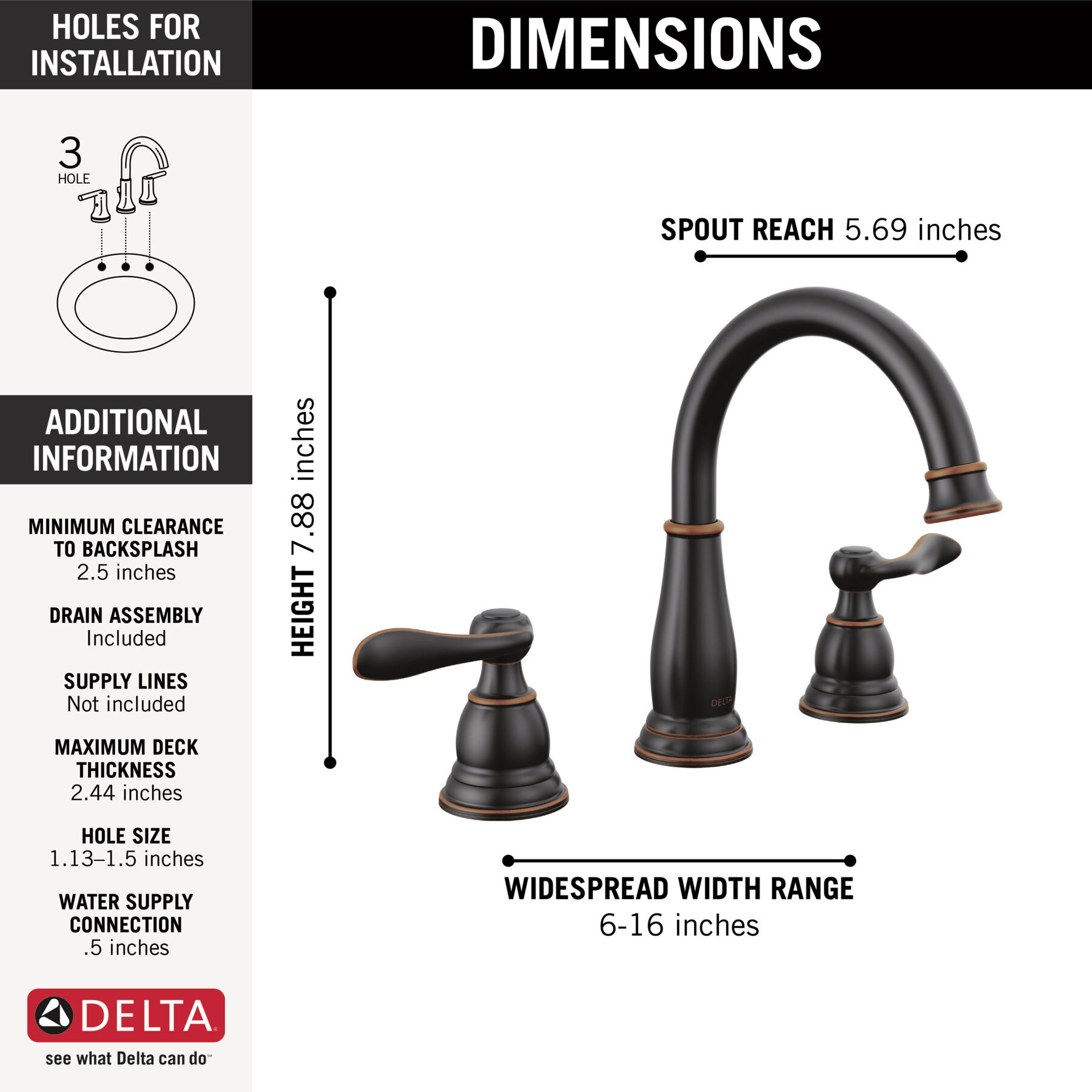 Llave para baño de extensión con dos manijas, imagen 1