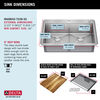 Lavabo de cocina tipo estación de trabajo con dos receptáculos de acero inoxidable calibre 16 de 33" de montaje superior encastrado, con reborde WorkFlow™ y accesorios