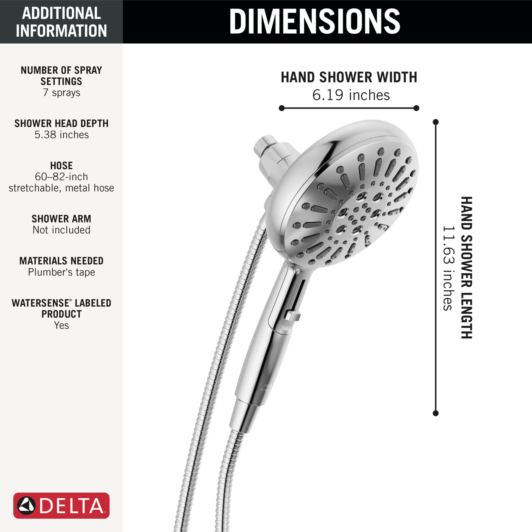 7-Setting SureDock® Magnetic Hand Shower, image 6