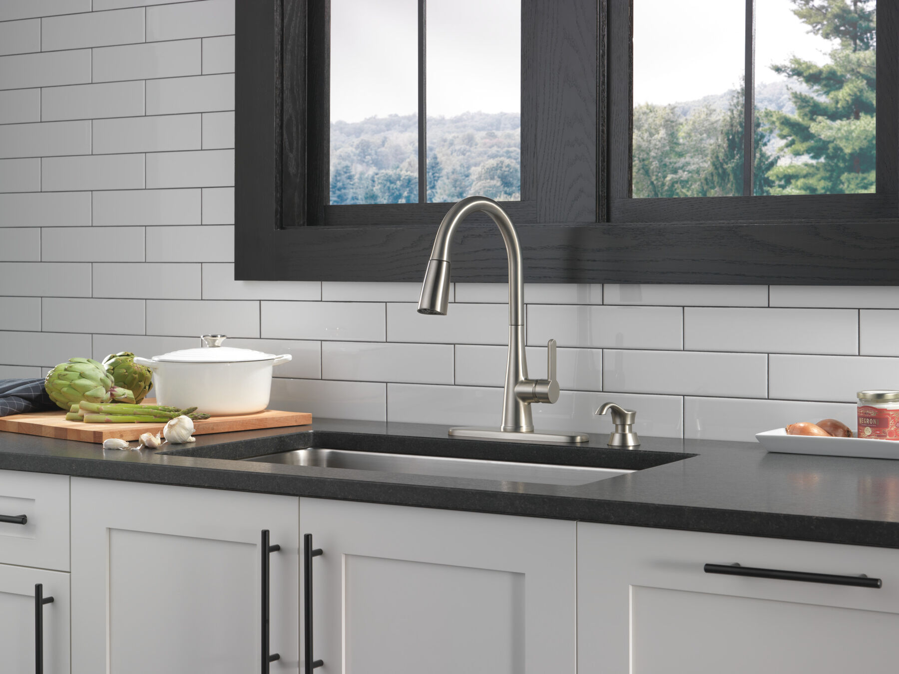Llave para cocina monomando extensible con dispensador de jabón y tecnología ShieldSpray®, imagen 2