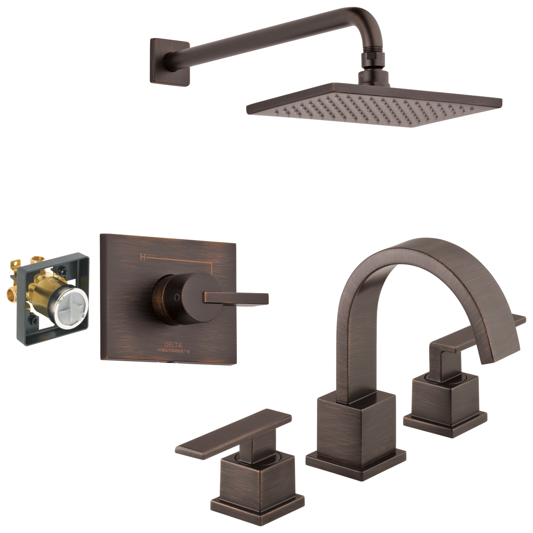 Widespread Lavatory Faucet with Shower Trim and Rough Bundle - 14 Series