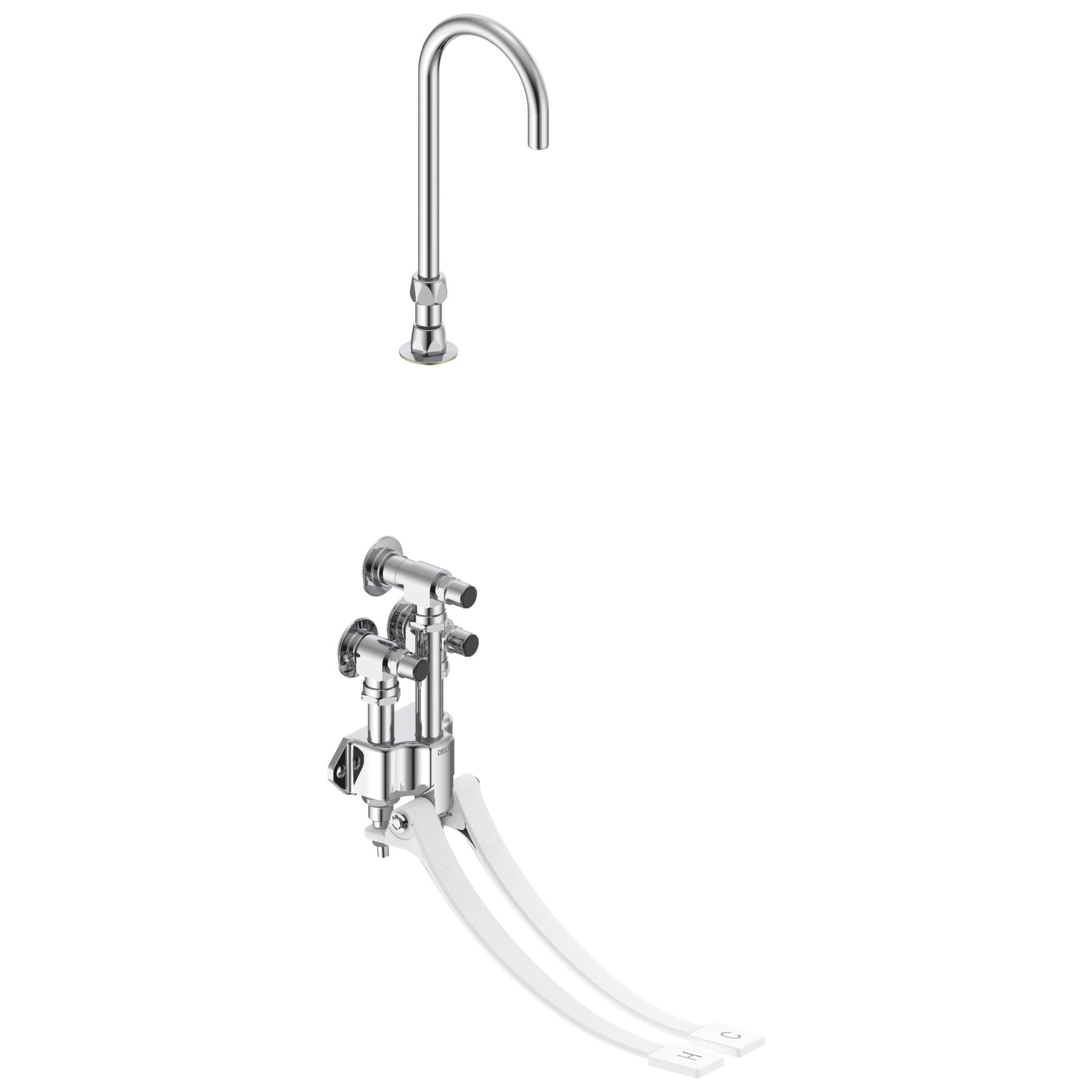 Wallmount Double-Pedal Surgeon's Scrub-up with Gooseneck Spout
