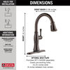 Llave para cocina monomando extensible con tecnologías Touch<sub>2</sub>O® y ShieldSpray®