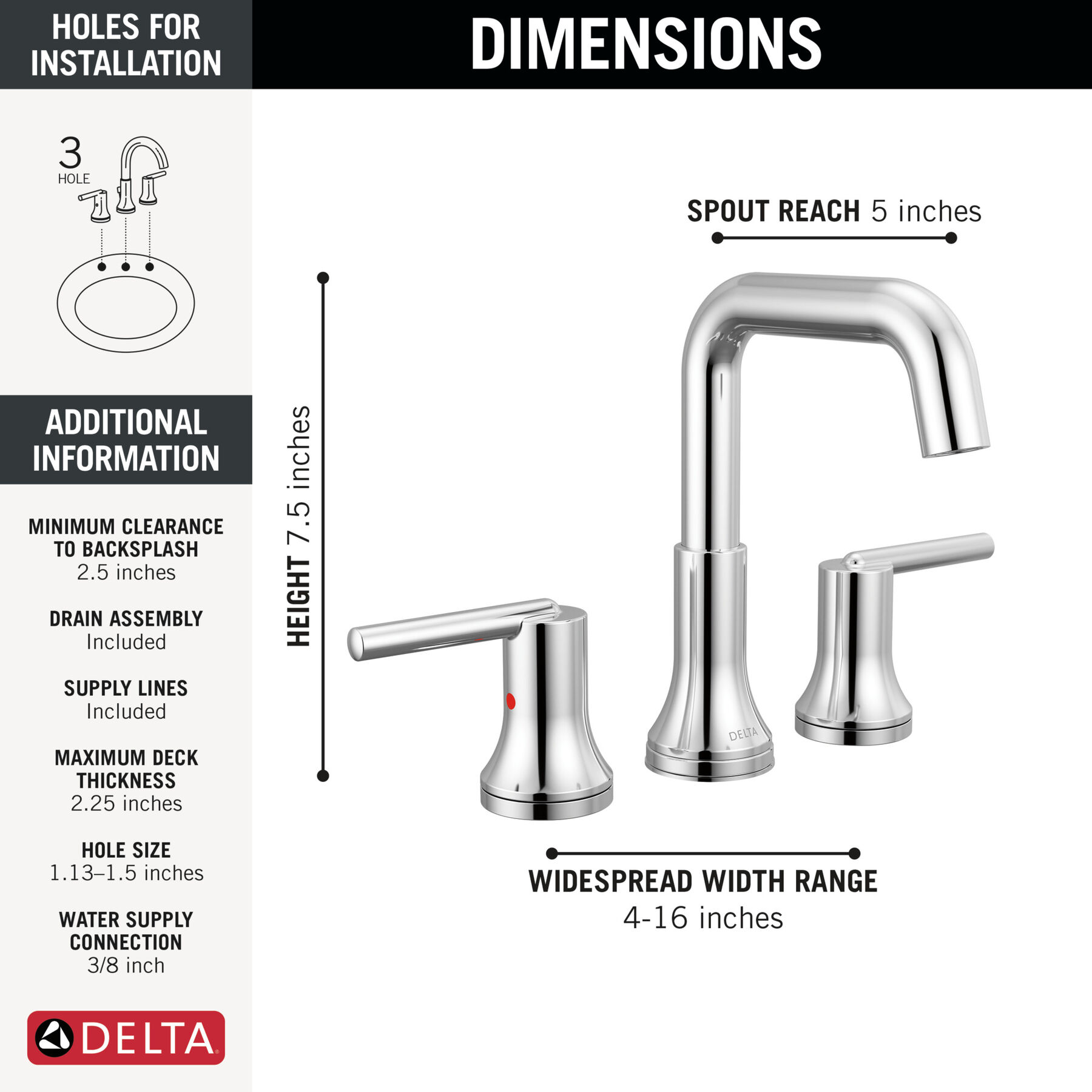 Llave para baño de extensión con dos manijas, imagen 1