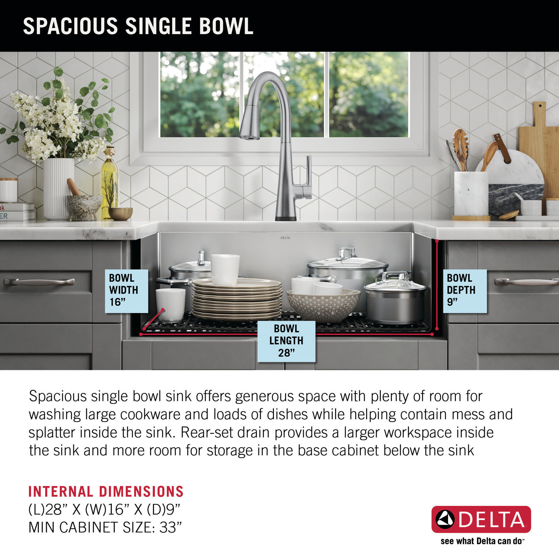 Lavabo de cocina con un receptáculo de acero inoxidable de 30" de montaje bajo encimera con accesorios, imagen 3