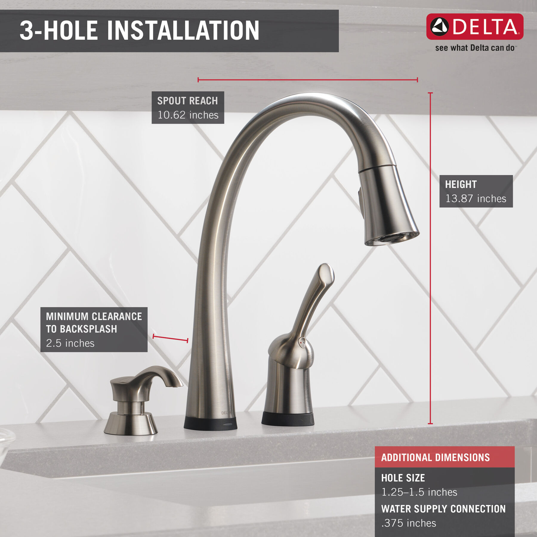 Llave para cocina monomando extensible con tecnología Touch2O® y dispensador de jabón, imagen 1
