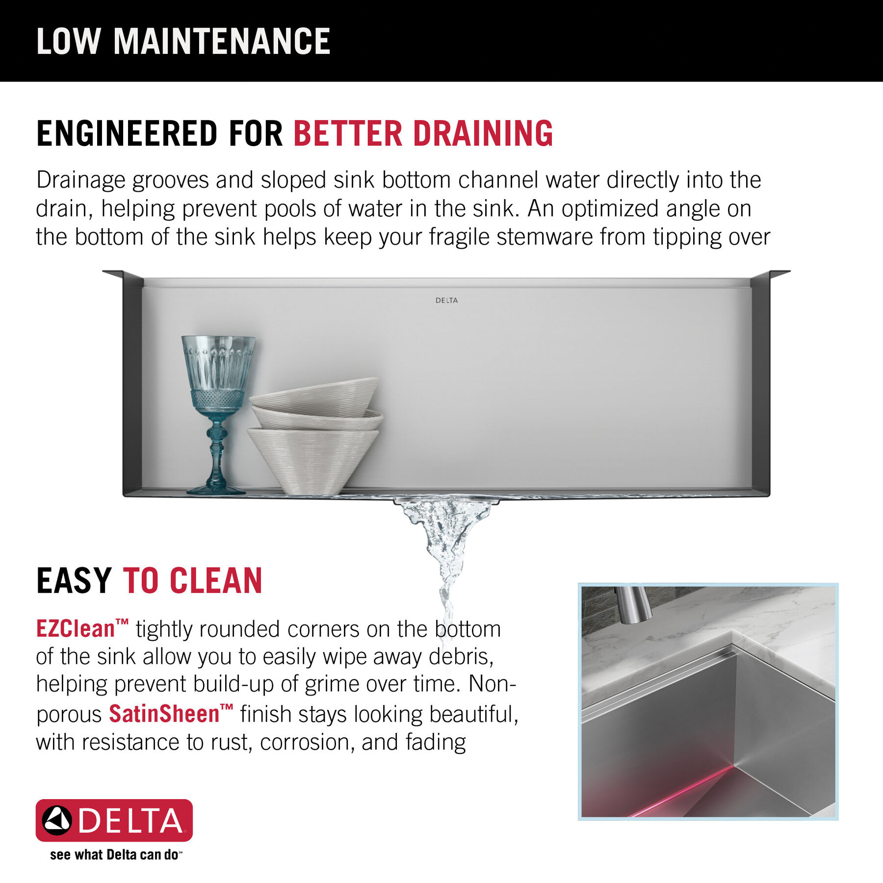 Lavabo de cocina estilo campestre/borde delantero tipo estación de trabajo con un receptáculo de acero inoxidable calibre 16 de 33" de montaje bajo encimera, con reborde WorkFlow™ y accesorios, imagen 8