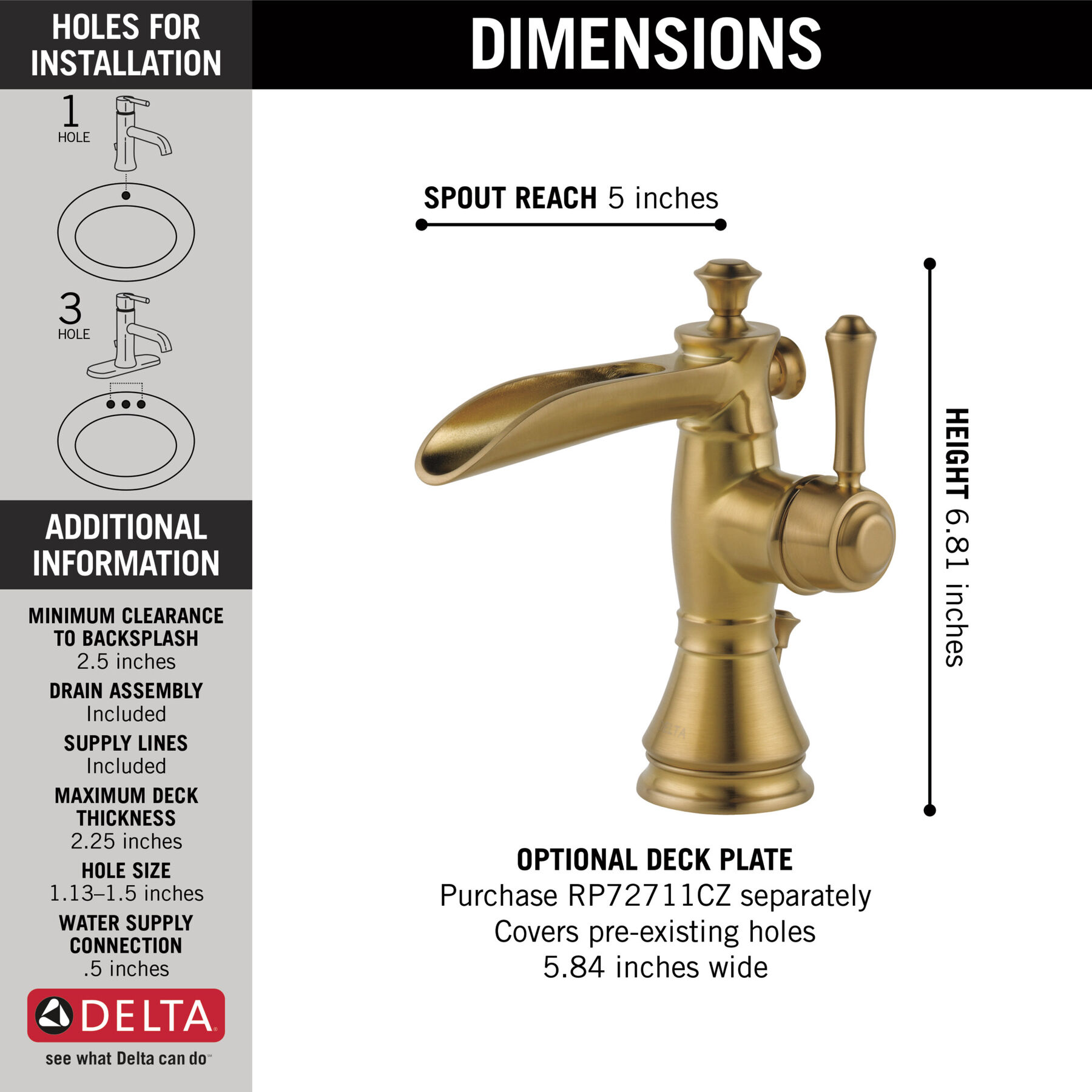 Llave para baño acanalada de una manija (producto recertificado), imagen 1