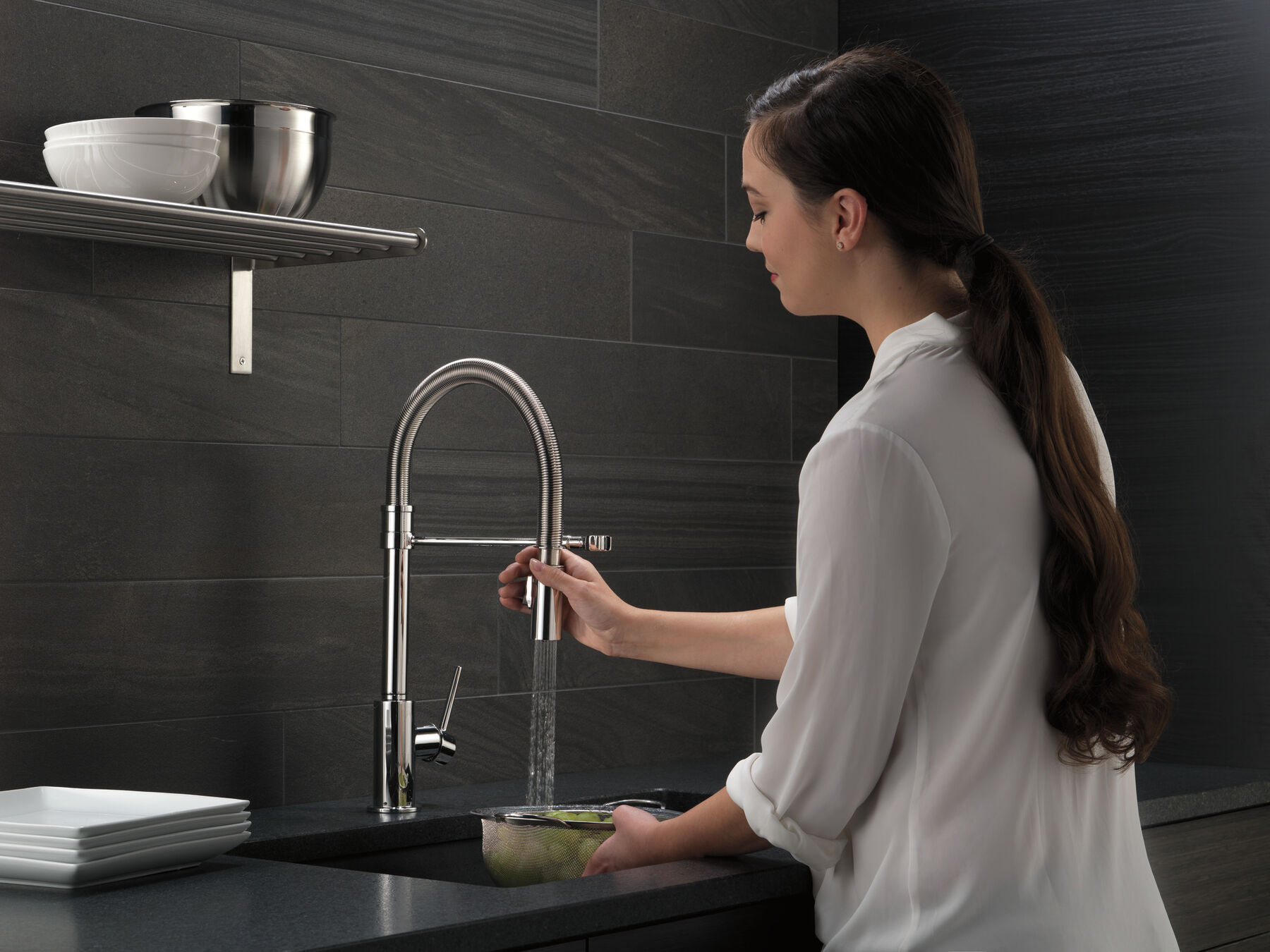Single-Handle Pull-Down Spring Kitchen Faucet, image 14