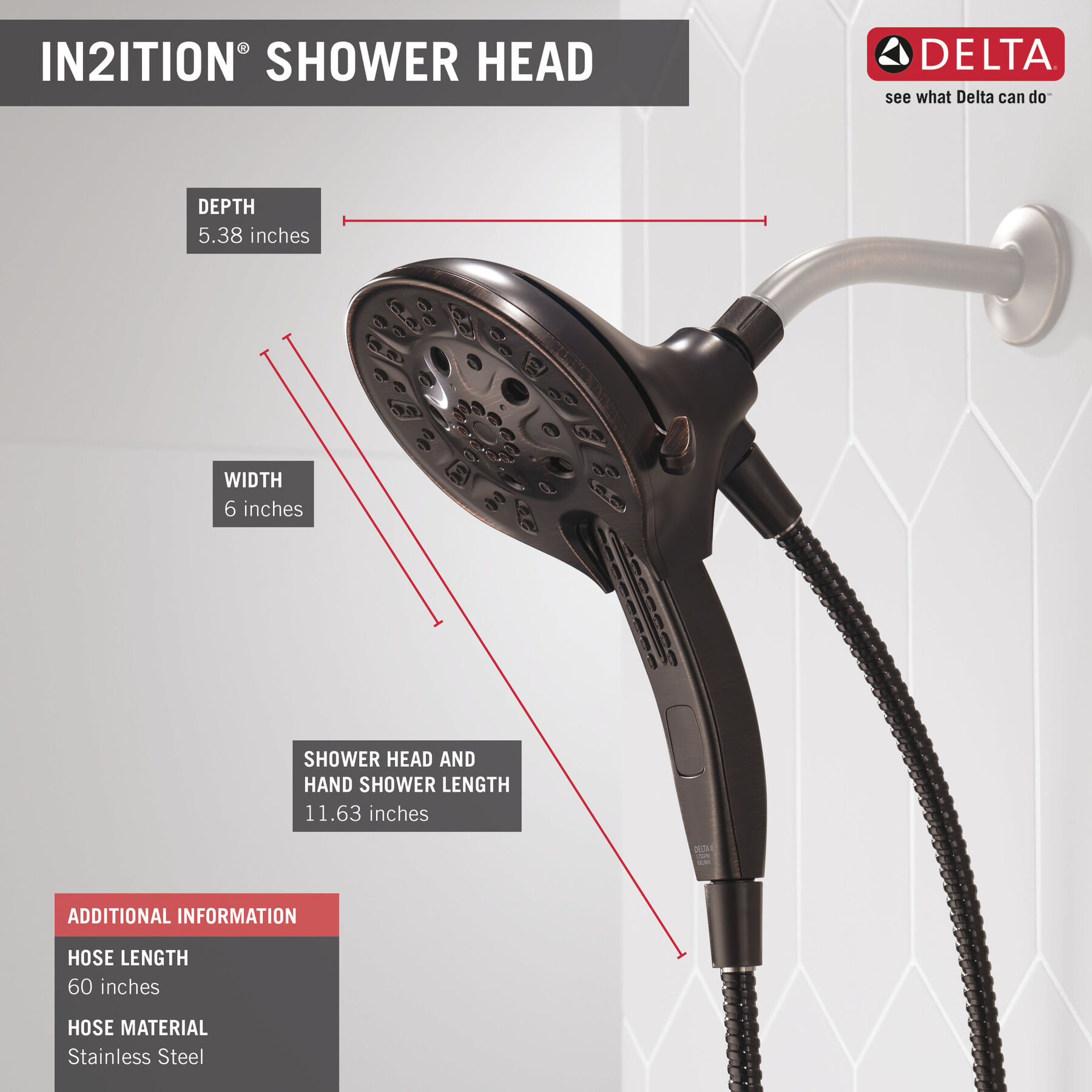 Ducha dos en uno H2Okinetic® In2ition® de 5 funciones, imagen 14