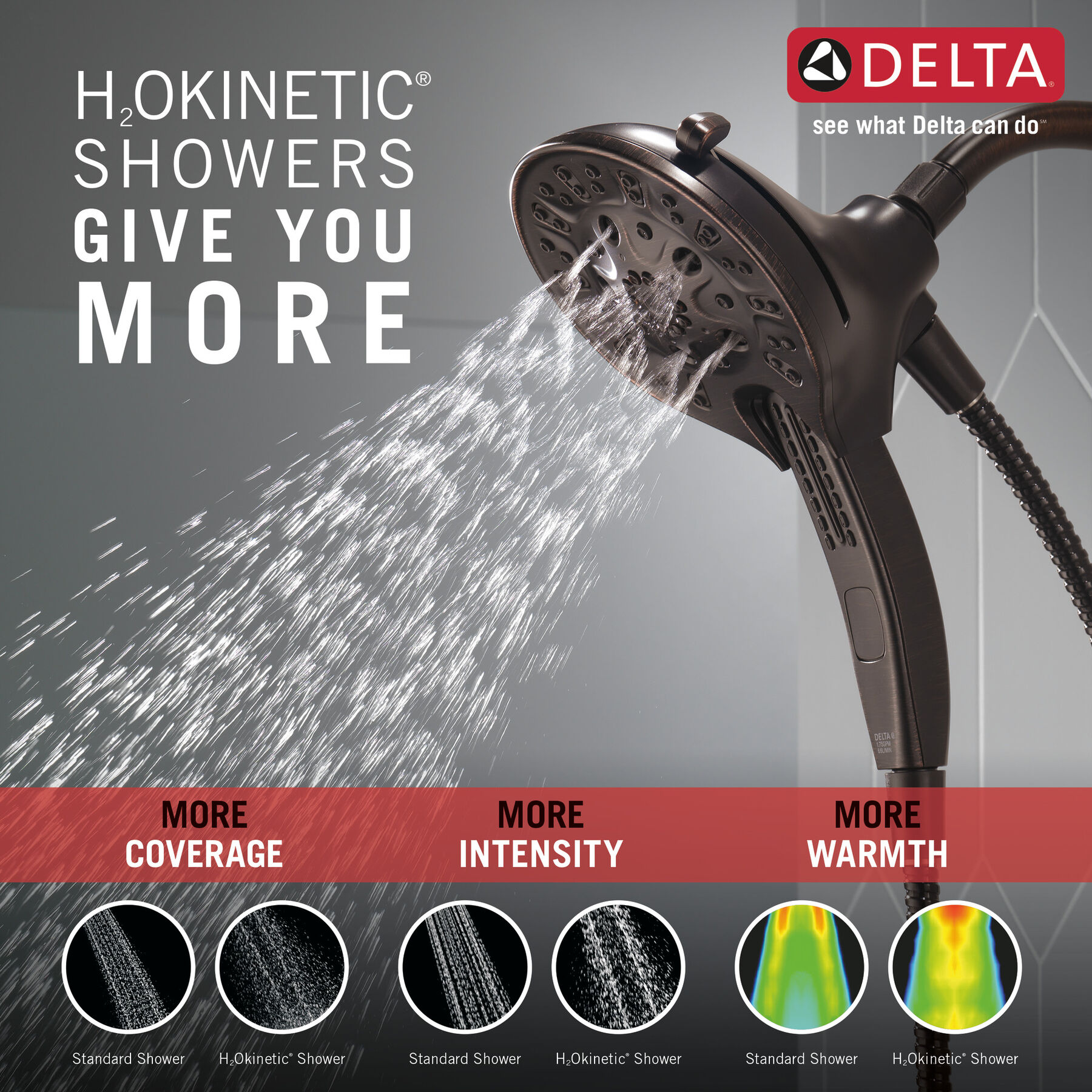Ducha dos en uno H2Okinetic® In2ition® de 5 funciones, imagen 1