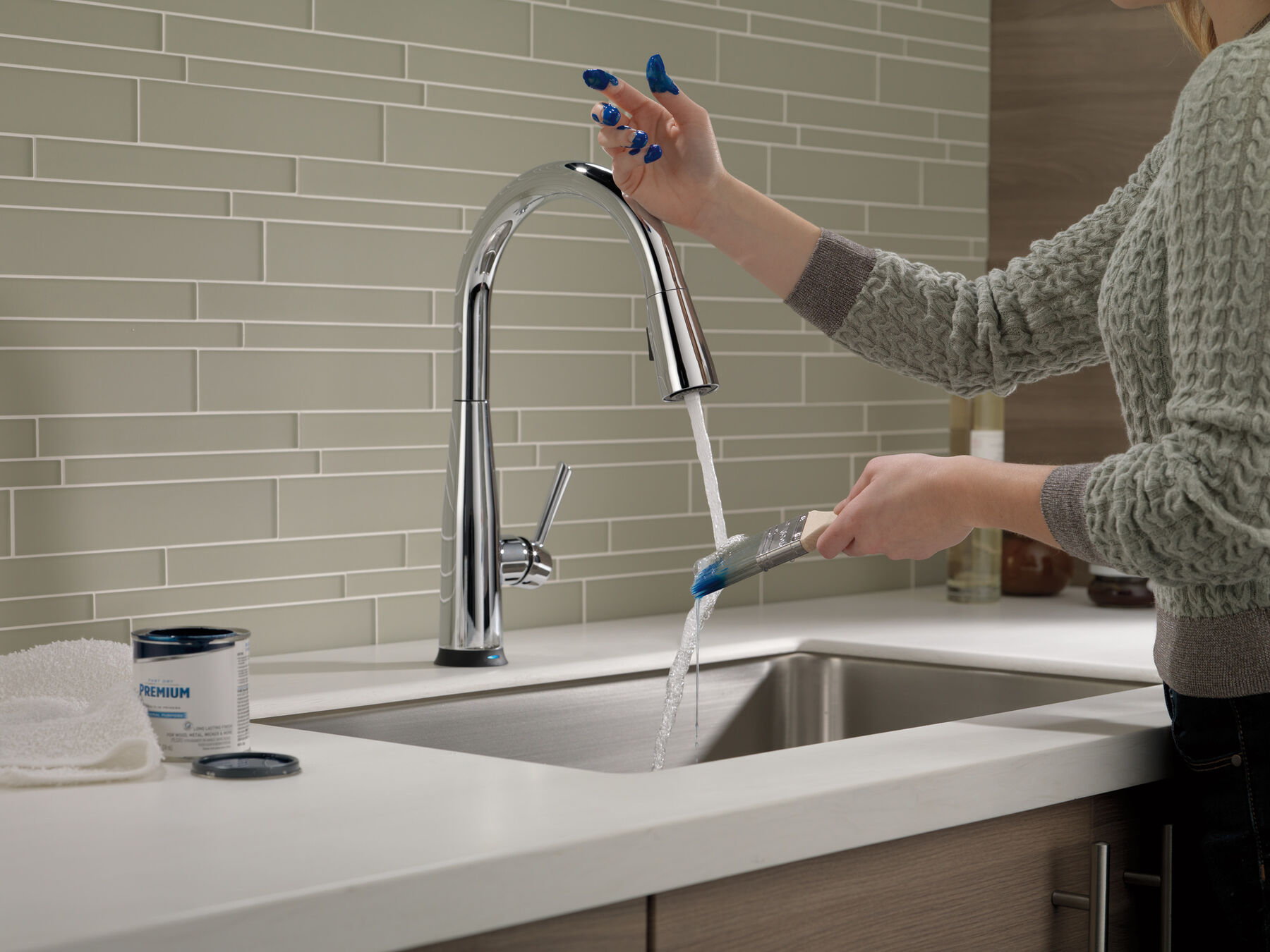Llave para cocina monomando extensible con tecnología Touch<sub>2</sub>O®, imagen 5