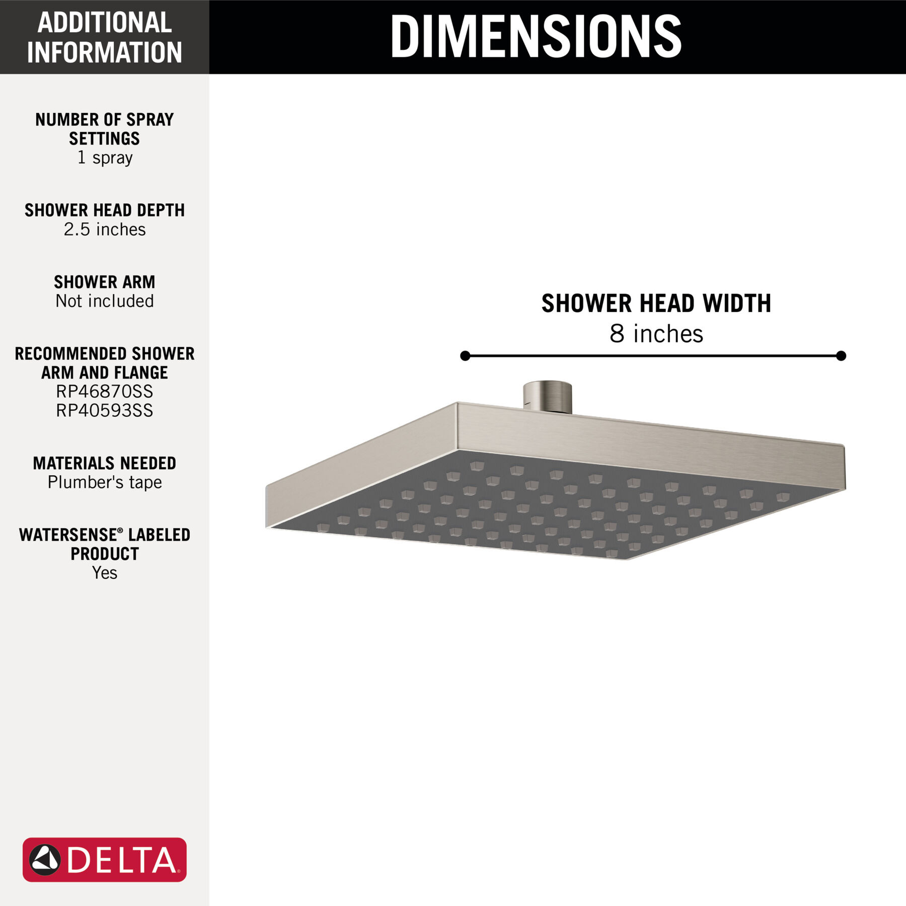 Cabezal de ducha de 1 ajuste de 1.75 GPM (producto recertificado), imagen 2