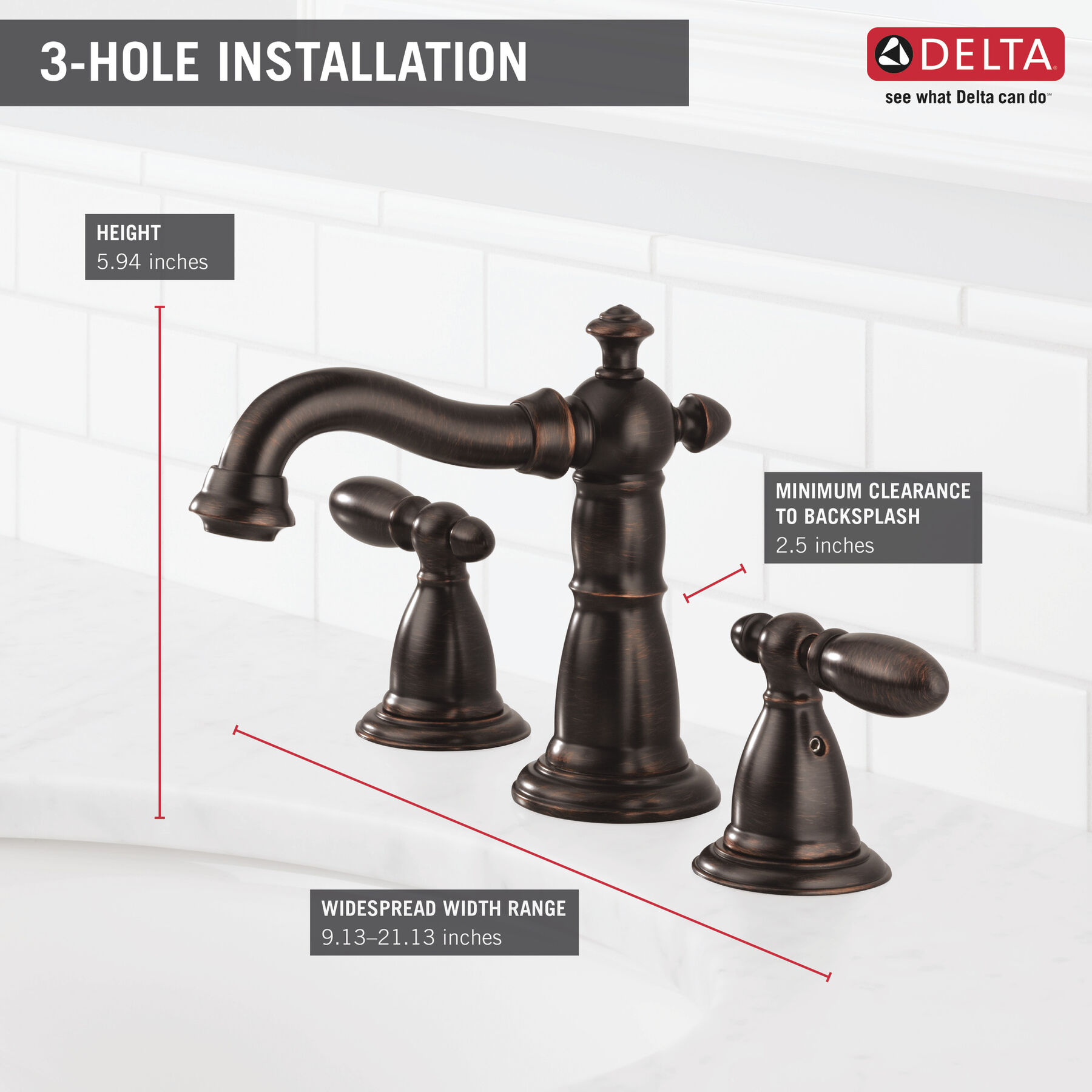 Llave para baño de extensión con dos manijas, imagen 3