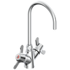Llave de dos manijas y un solo vástago para mezcla de agua