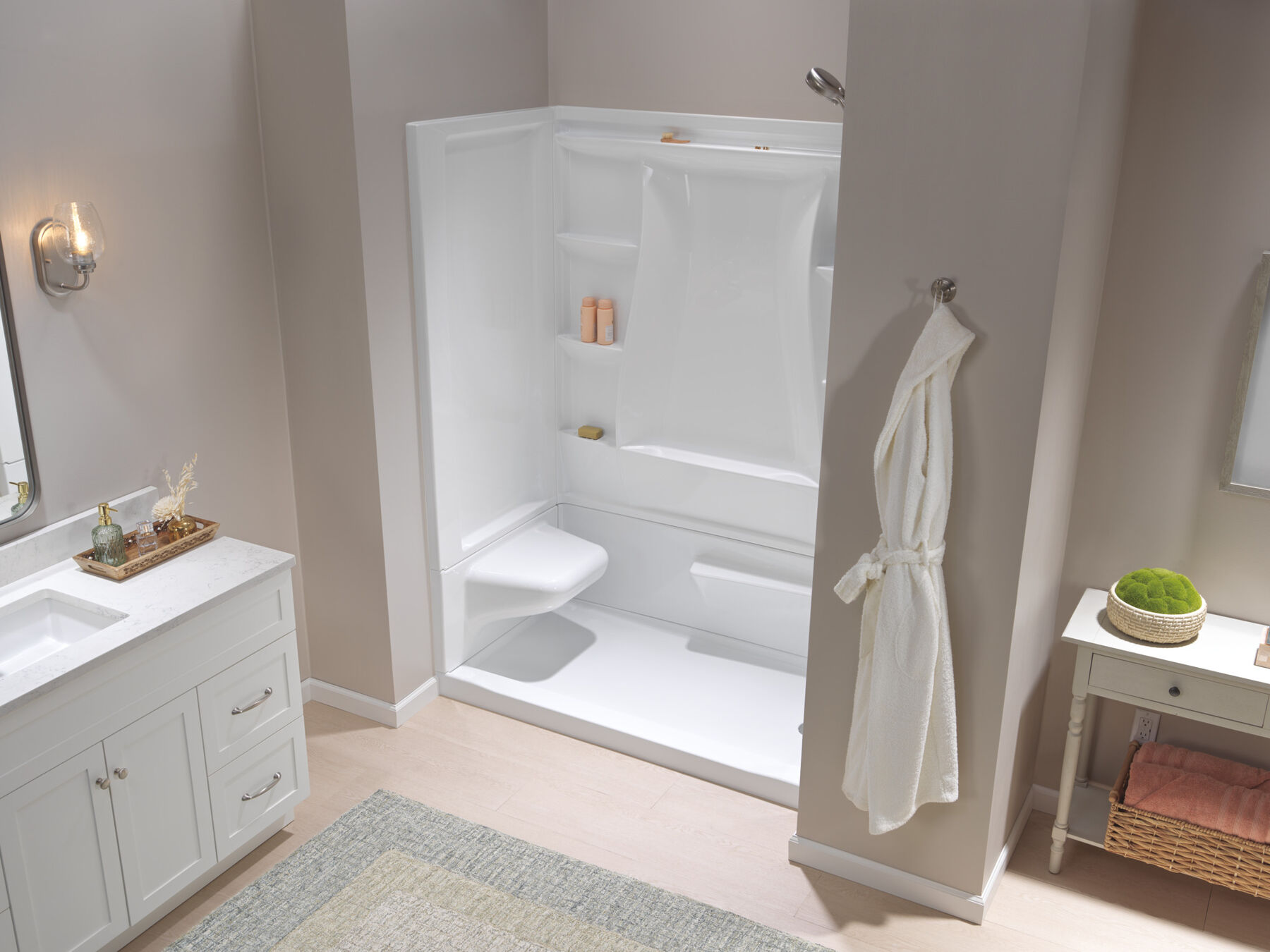 60x32 Alcove Shower Bundle - Left Seat Right Drain, image 2