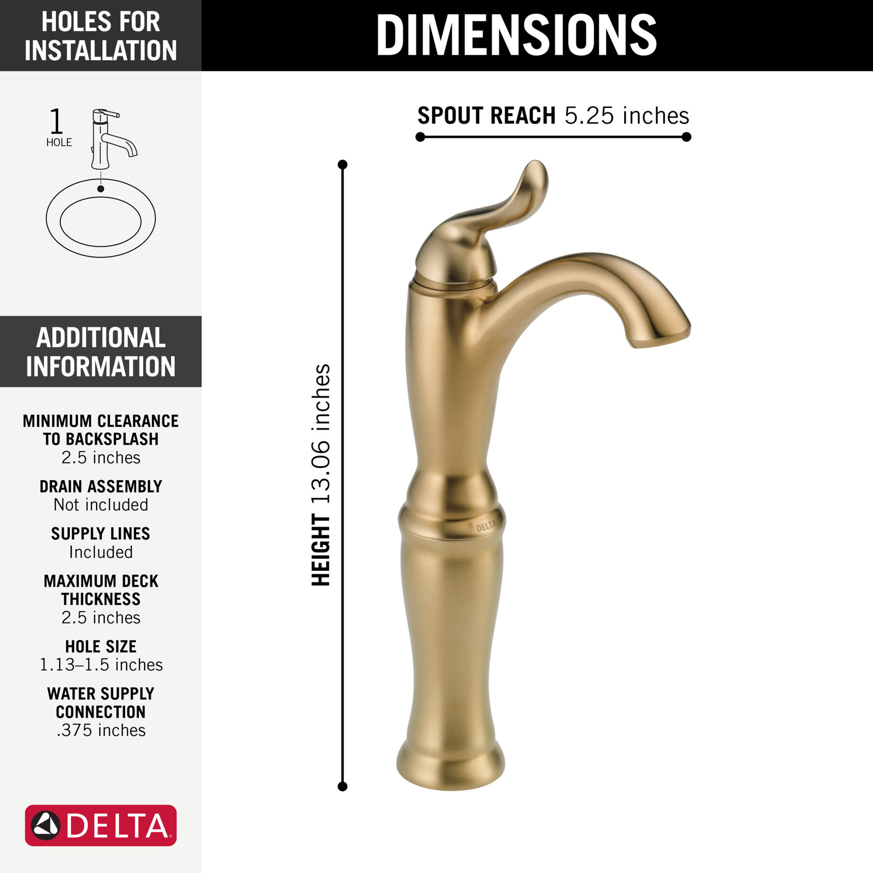 Single Handle Vessel Bathroom Faucet (Recertified), image 1