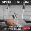 Llave para cocina monomando extensible con dispensador de jabón y tecnología ShieldSpray®