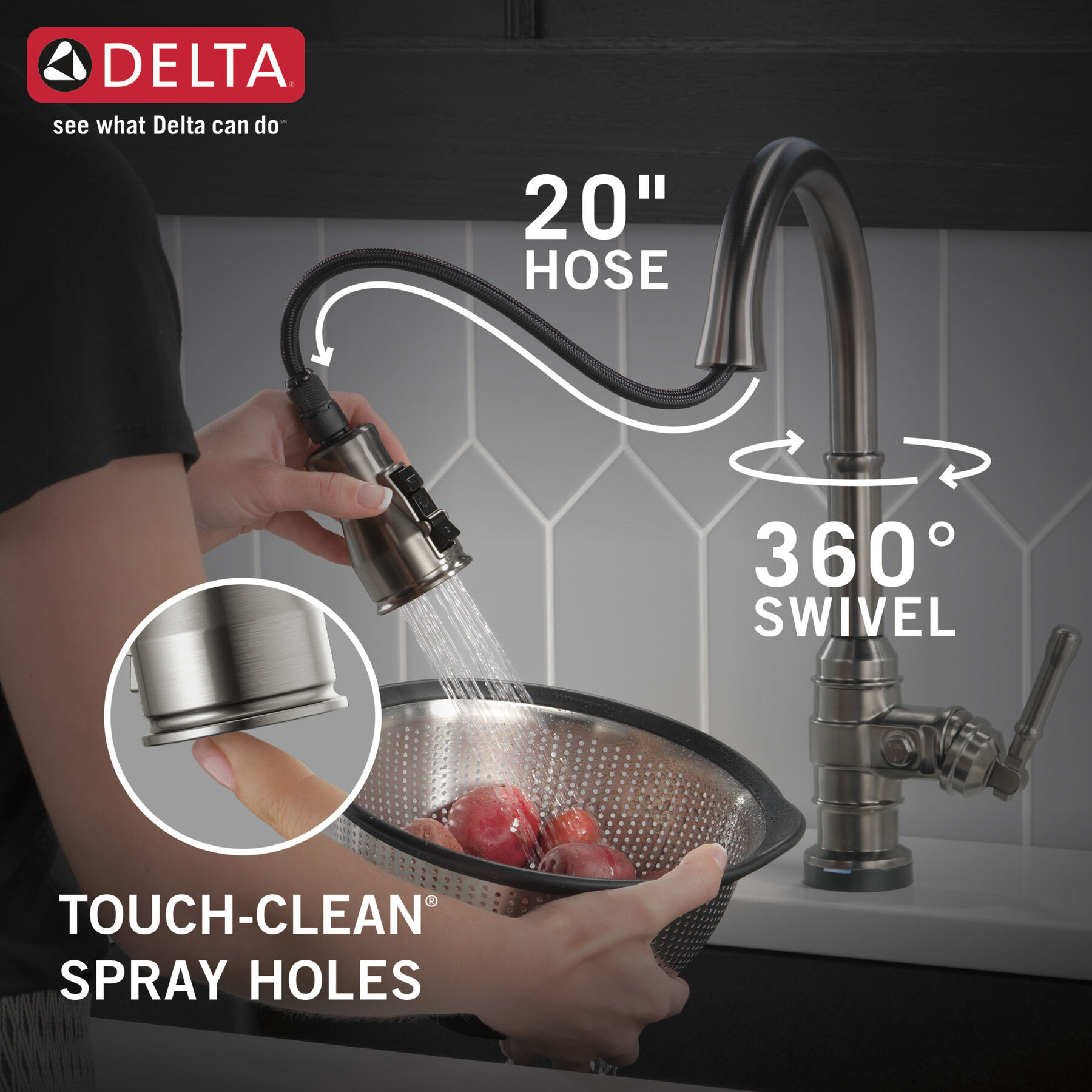 Single Handle Pull-Down Kitchen Faucet With Touch<sub>2</sub>O® Technology, image 8