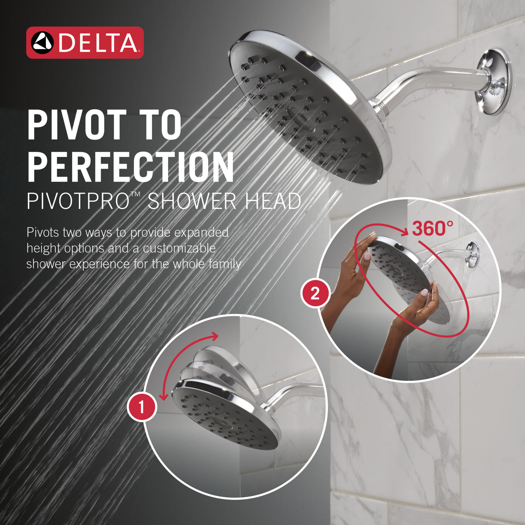 PivotPro™ Raincan Shower Head with TouchClean® Spray Face, image 8