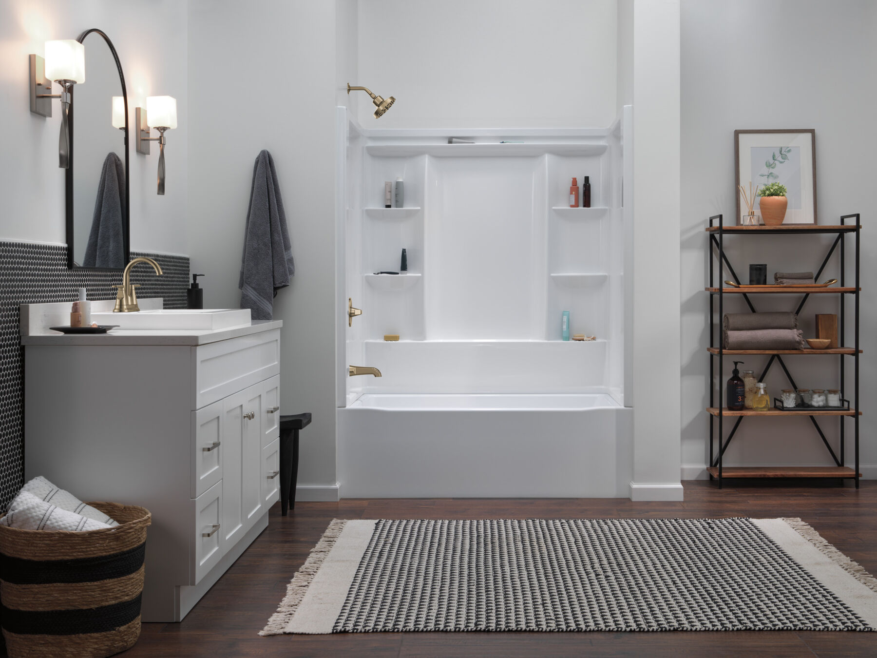 60x32 Alcove Bathtub Bundle with Trim, Drain and Overflow - Left Drain, image 1