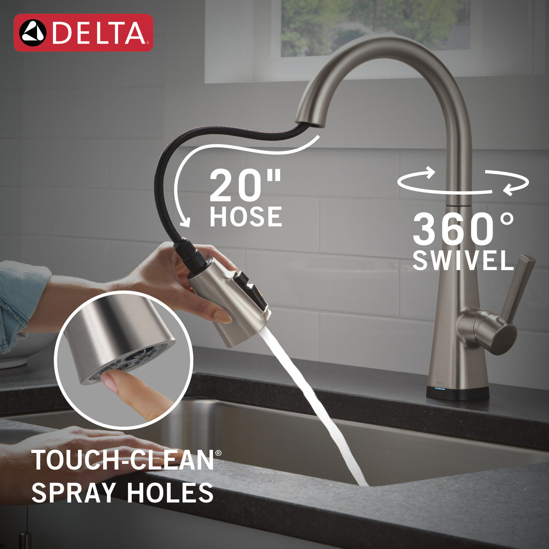 Single-Handle Pull-Down Kitchen Faucet with Touch<sub>2</sub>O® Technology, image 9