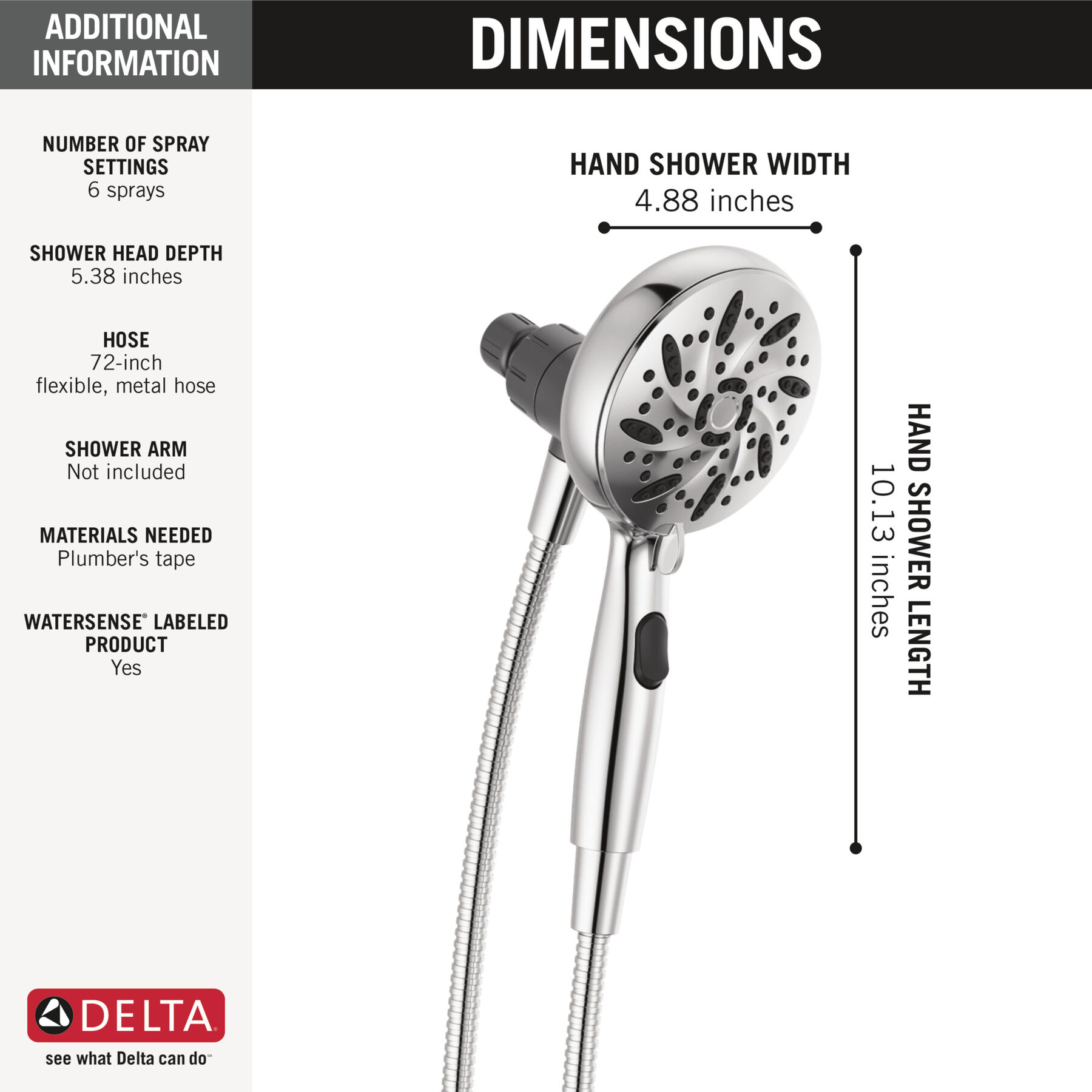6-Setting SureDock® Magnetic Hand Shower, image 7