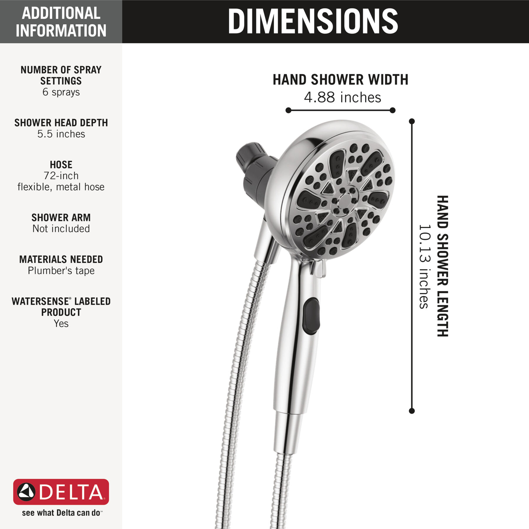 6-Setting SureDock® Magnetic Hand Shower, image 6