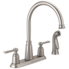Llave para cocina de dos manijas con rociador