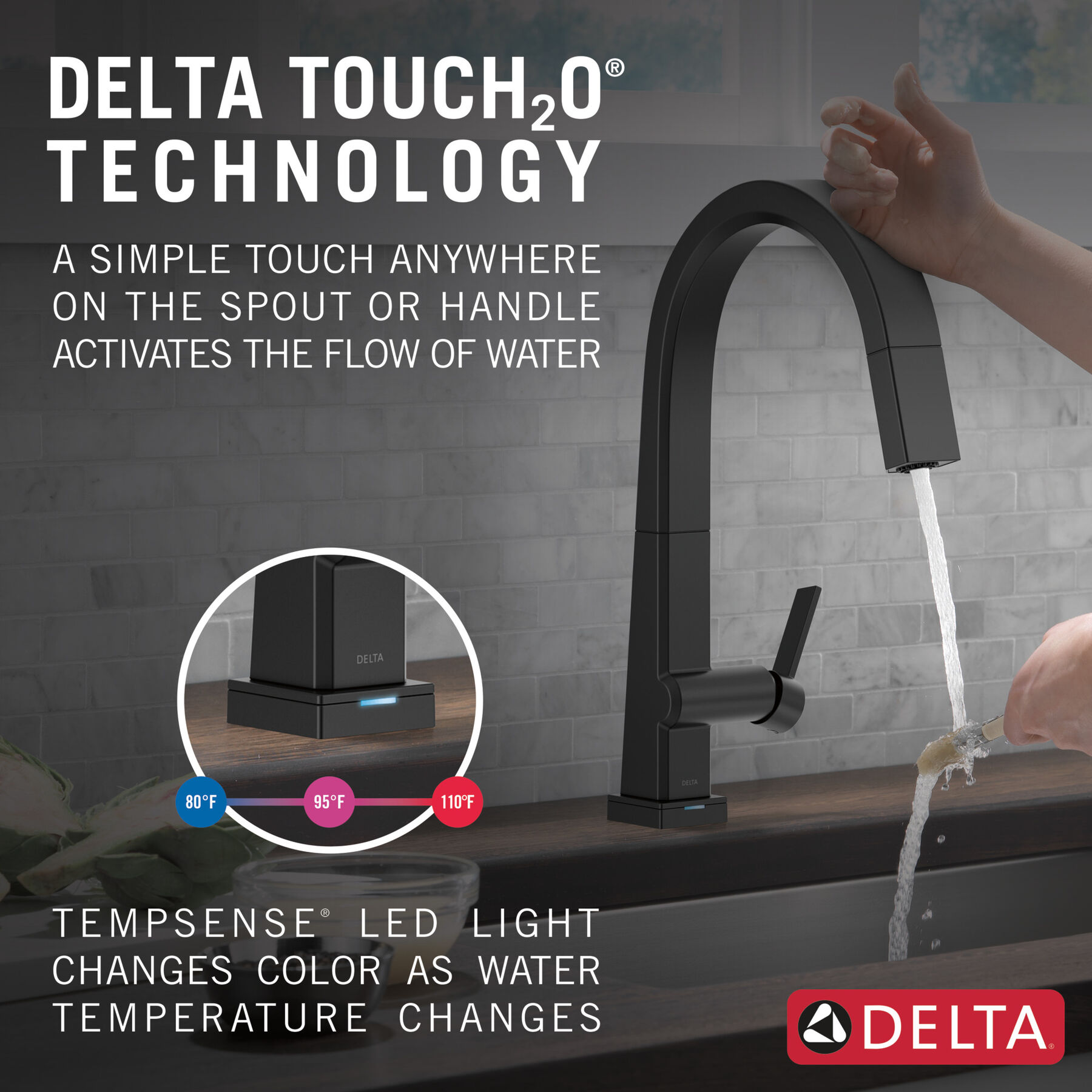 Single Handle Pull-Down Kitchen Faucet With Touch<sub>2</sub>O® Technology Technology, image 9