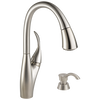 Llave para cocina monomando extensible con acoplamiento MagnaTite y dispensador de jabón