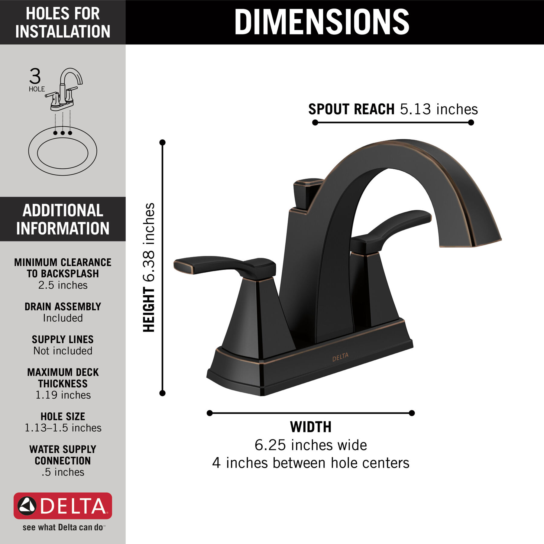 Llave para baño de combinación con dos manijas, imagen 1