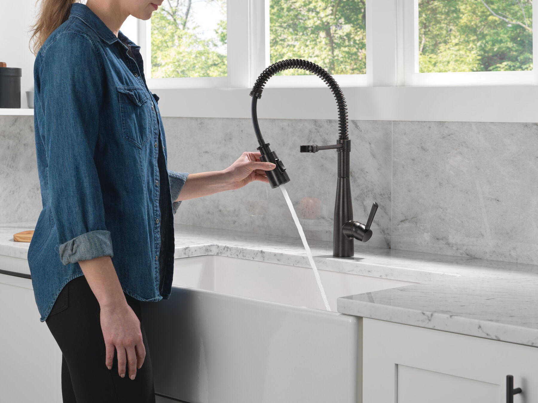 Single-Handle Pull-Down Spring Kitchen Faucet, image 5