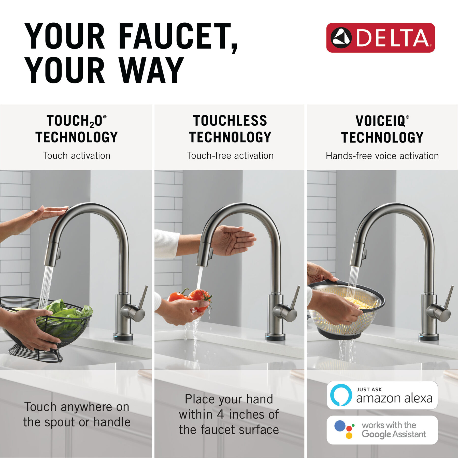 Touch2O with Touchless and VoiceIQ® Technology Single Handle Pull-Down Kitchen Faucet with Soap Dispenser, image 8