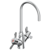 Llave de dos manijas y un solo vástago para mezcla de agua