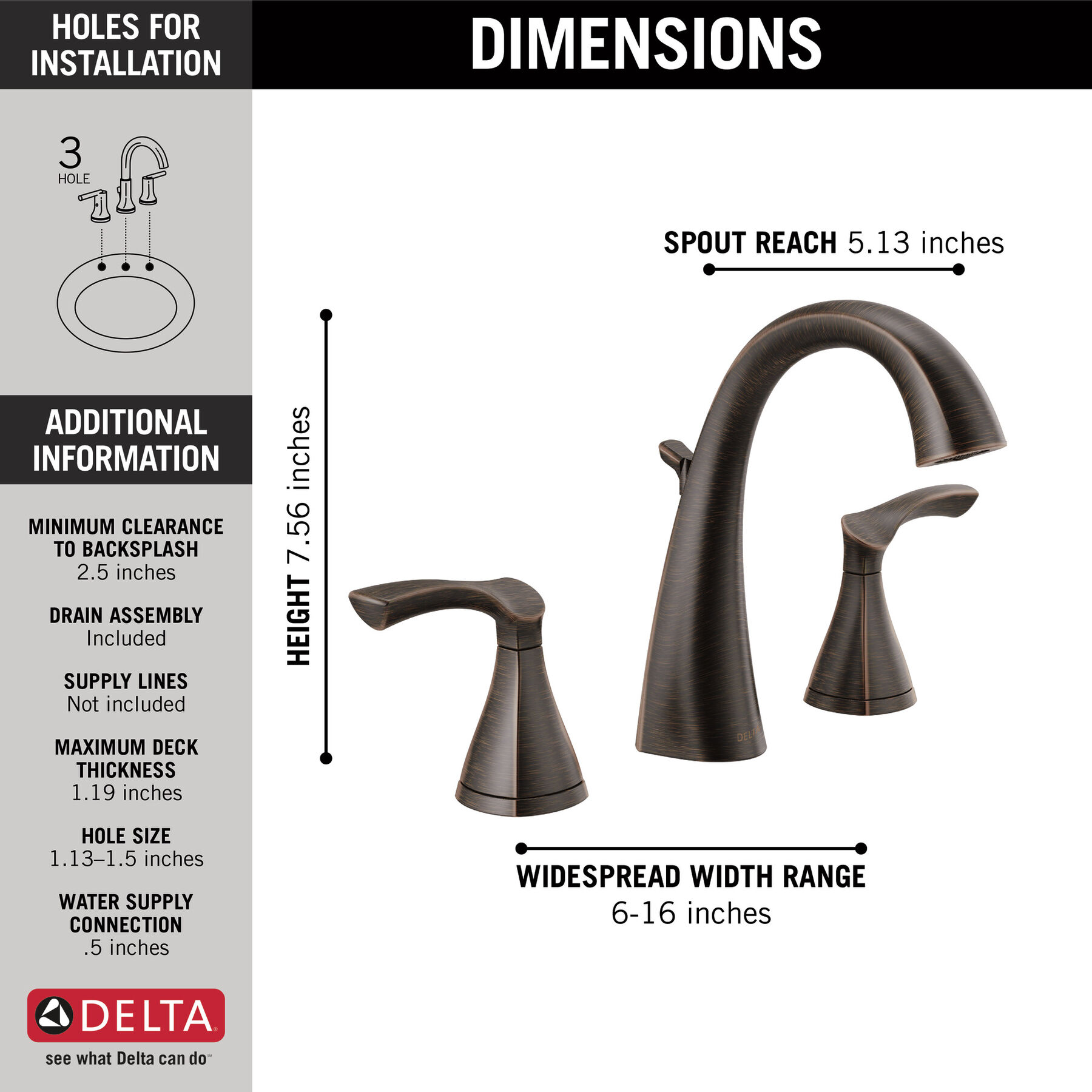 Llave para baño de extensión con dos manijas, imagen 1